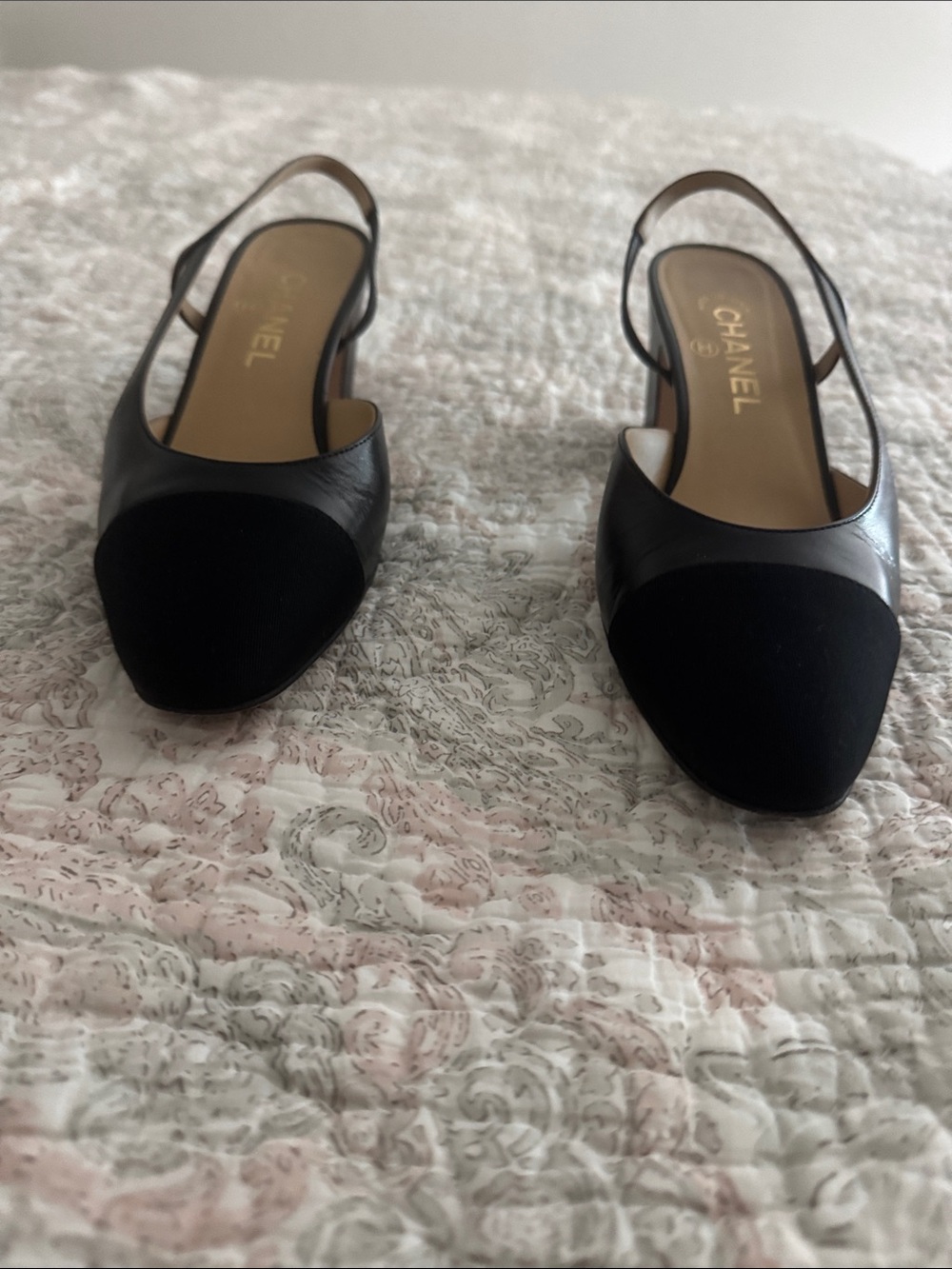 CHANEL slingbacks Black Leather
